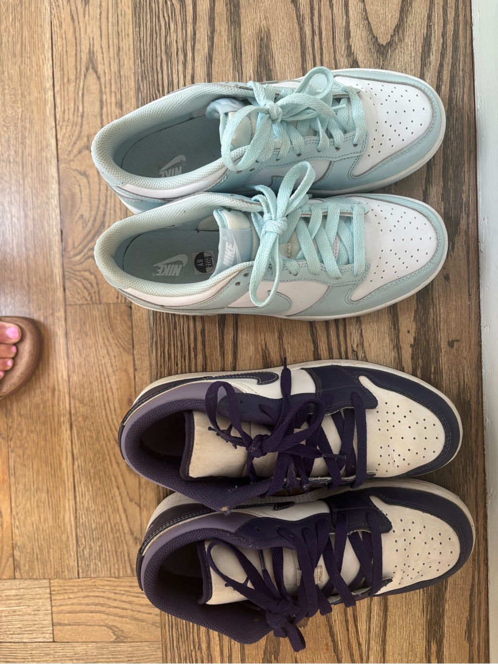 Nike Low Top Sneakers - Mint Green/White & Purple/White (Pair Set) Blue Boys 6